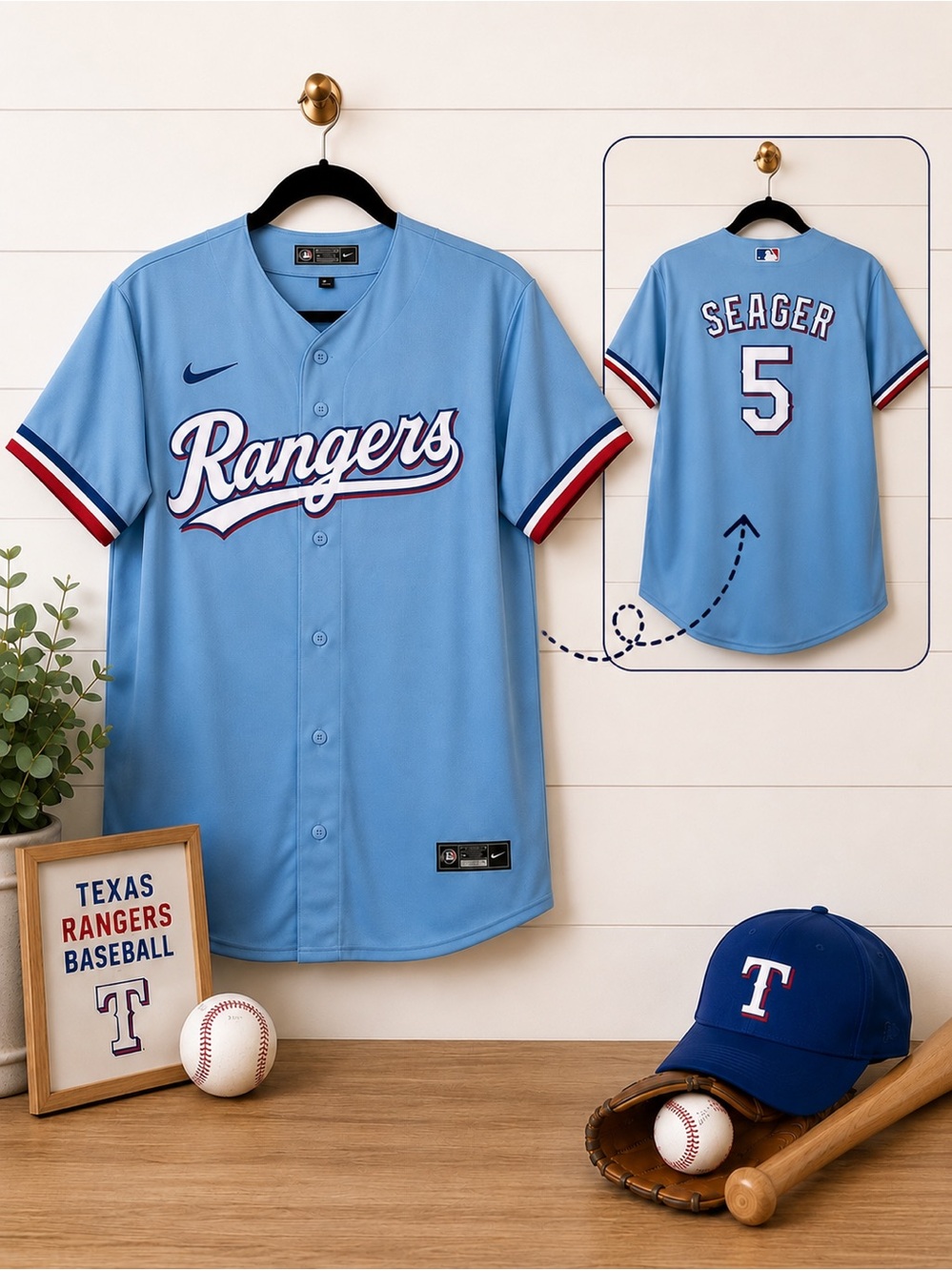 ⚾ Nike Texas Rangers Corey Seager #5 Youth Large Button Front Baseball Jersey ⚾
